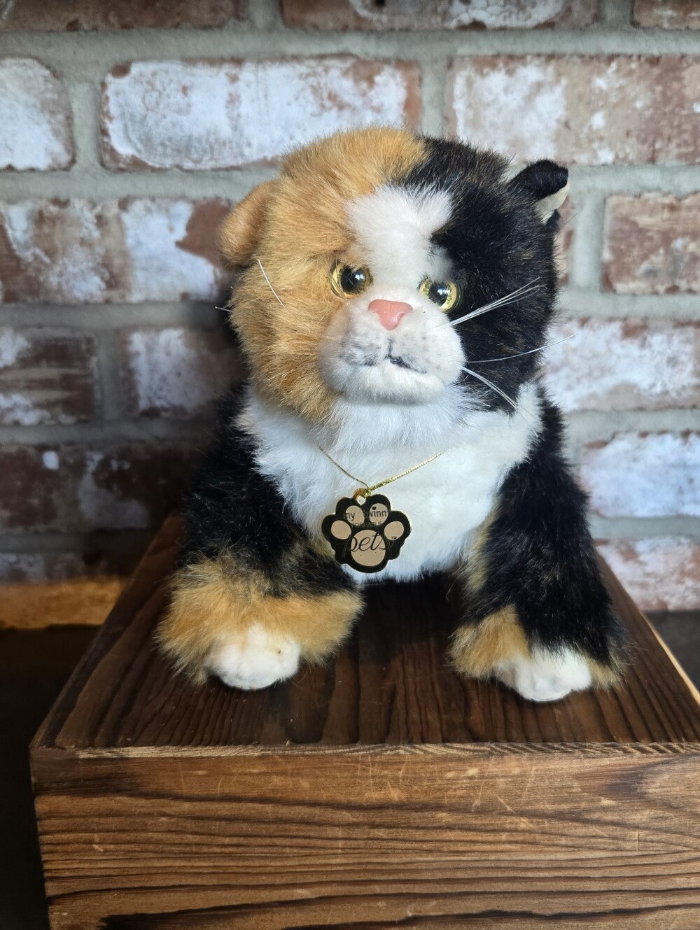 Vintage My Twinn Poseable Pets Calico Cat Plush 10" Retired with Tag